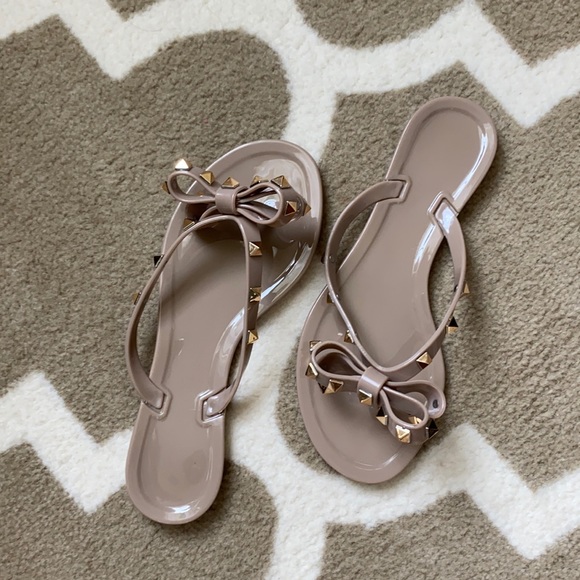 no brand Shoes - New studded jelly nude sandals flip flops sz 36
